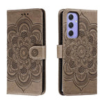 Custodia in pelle con motivo Sun Mandala per Samsung Galaxy A55 5G