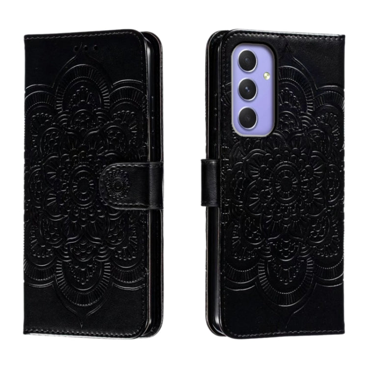 Custodia in pelle con motivo Sun Mandala per Samsung Galaxy A55 5G