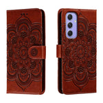 Custodia in pelle con motivo Sun Mandala per Samsung Galaxy A55 5G