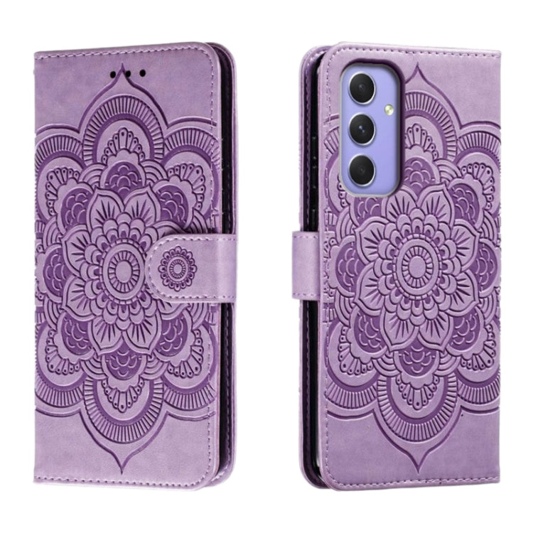 Custodia in pelle con motivo Sun Mandala per Samsung Galaxy A55 5G