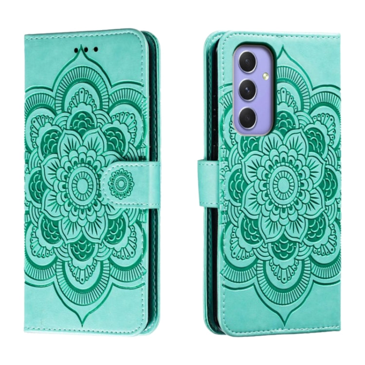 Custodia in pelle con motivo Sun Mandala per Samsung Galaxy A55 5G