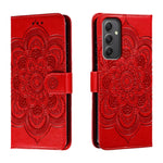 Custodia in pelle con motivo Sun Mandala per Samsung Galaxy A55 5G