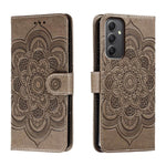 Custodia in pelle con motivo Sun Mandala per Samsung Galaxy A55 5G