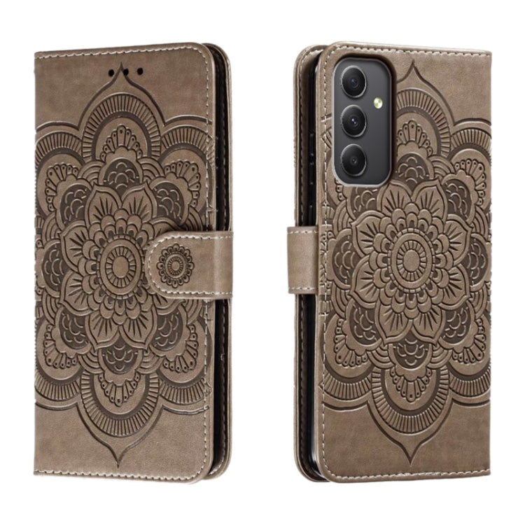 Custodia in pelle con motivo Sun Mandala per Samsung Galaxy A55 5G