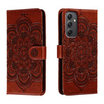 Custodia in pelle con motivo Sun Mandala per Samsung Galaxy A55 5G