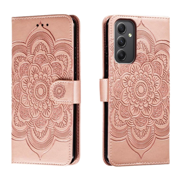 Custodia in pelle con motivo Sun Mandala per Samsung Galaxy A55 5G