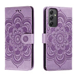 Custodia in pelle con motivo Sun Mandala per Samsung Galaxy A55 5G