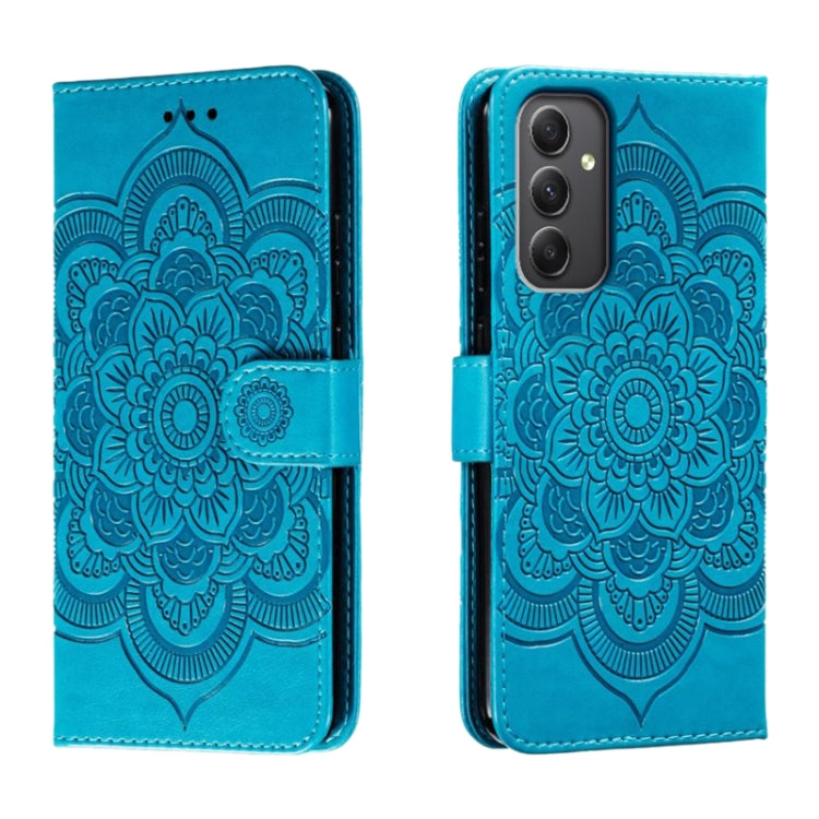 Custodia in pelle con motivo Sun Mandala per Samsung Galaxy A55 5G