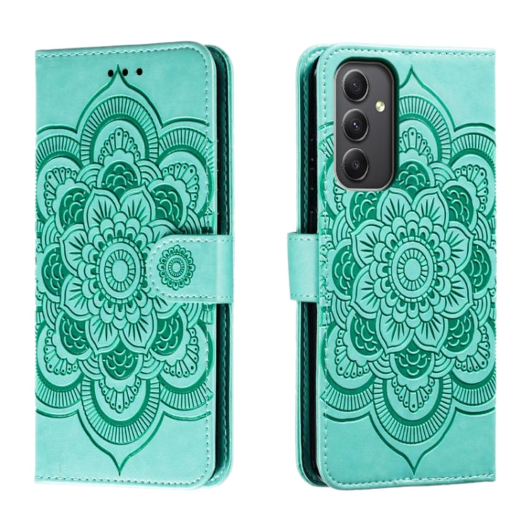 Custodia in pelle con motivo Sun Mandala per Samsung Galaxy A55 5G