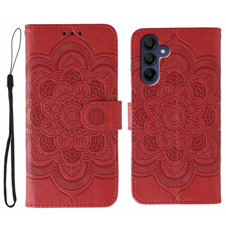 Custodia in pelle con motivo Sun Mandala per Samsung Galaxy A06 4G/5G, A07 5G
