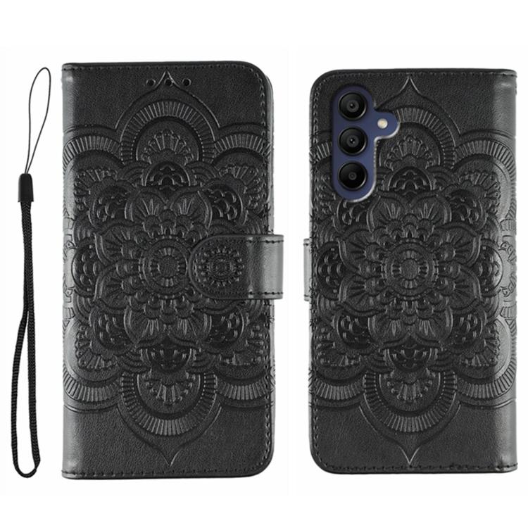 Custodia in pelle con motivo Sun Mandala per Samsung Galaxy A06 4G/5G, A07 5G