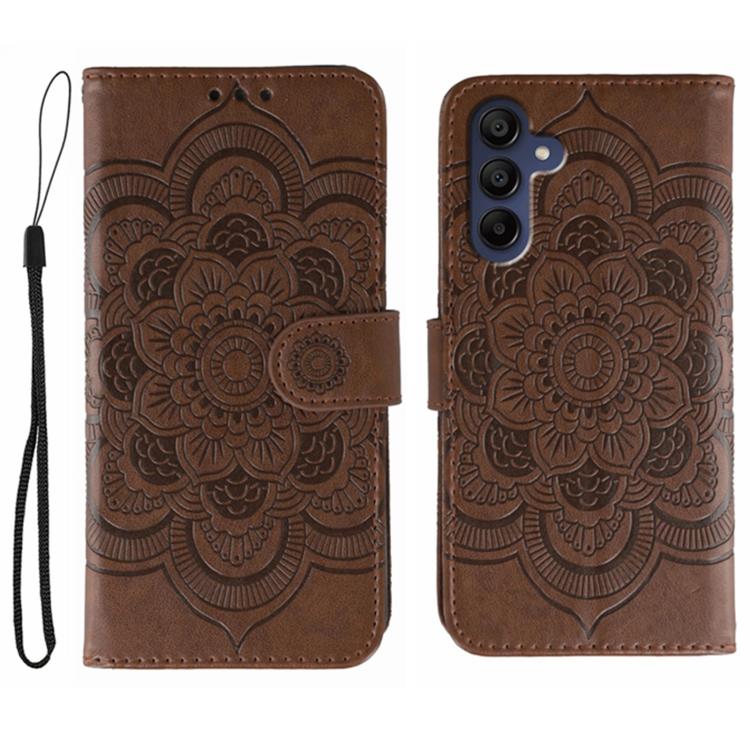 Custodia in pelle con motivo Sun Mandala per Samsung Galaxy A06 4G/5G, A07 5G