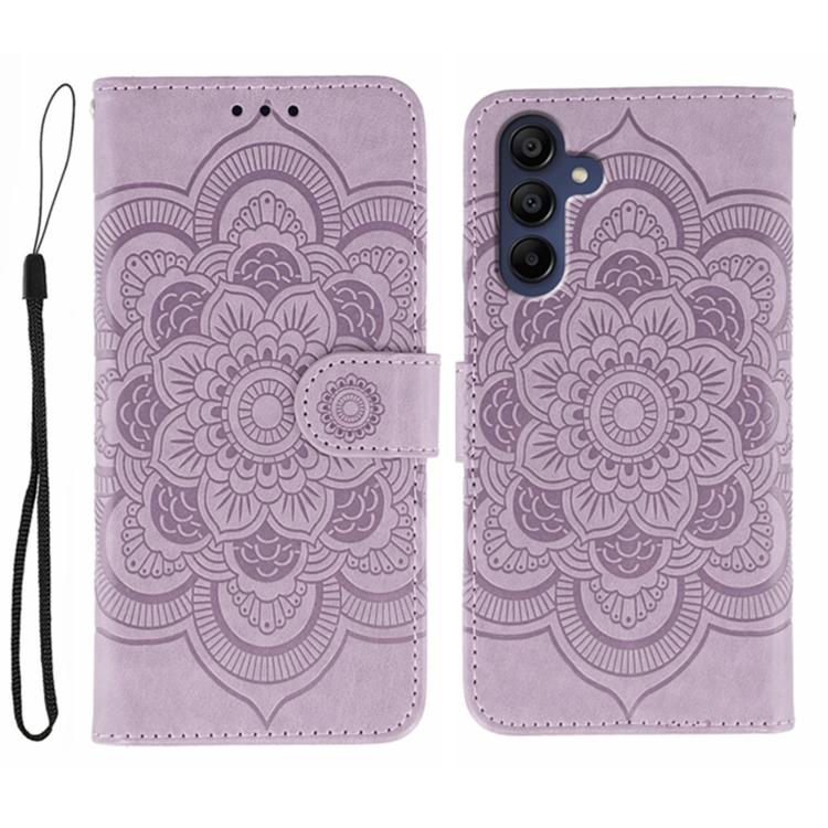 Custodia in pelle con motivo Sun Mandala per Samsung Galaxy A06 4G/5G, A07 5G