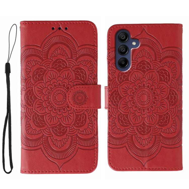 Custodia in pelle con motivo Sun Mandala per Samsung Galaxy A36