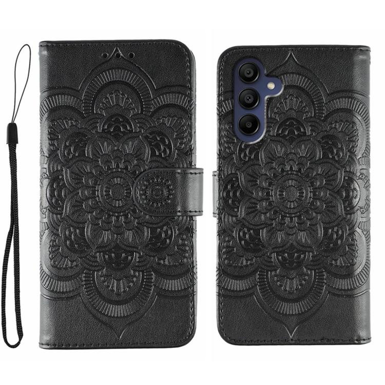 Custodia in pelle con motivo Sun Mandala per Samsung Galaxy A36