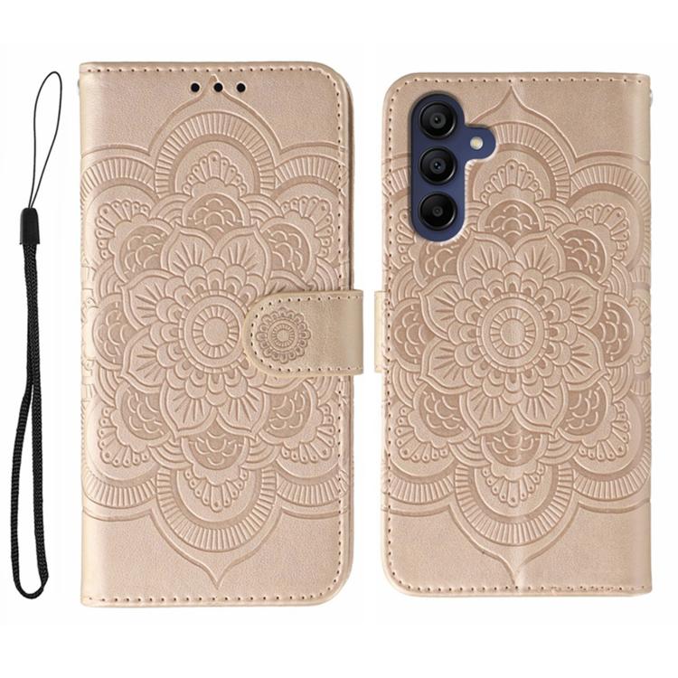 Custodia in pelle con motivo Sun Mandala per Samsung Galaxy A36