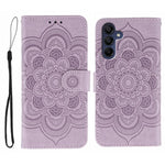 Custodia in pelle con motivo Sun Mandala per Samsung Galaxy A36