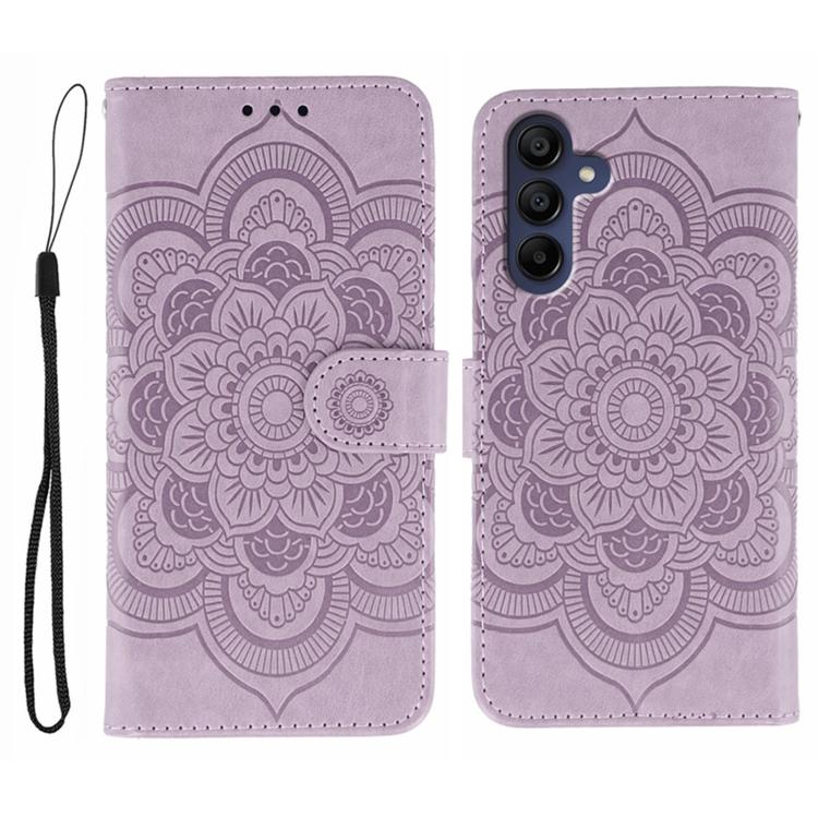 Custodia in pelle con motivo Sun Mandala per Samsung Galaxy A36