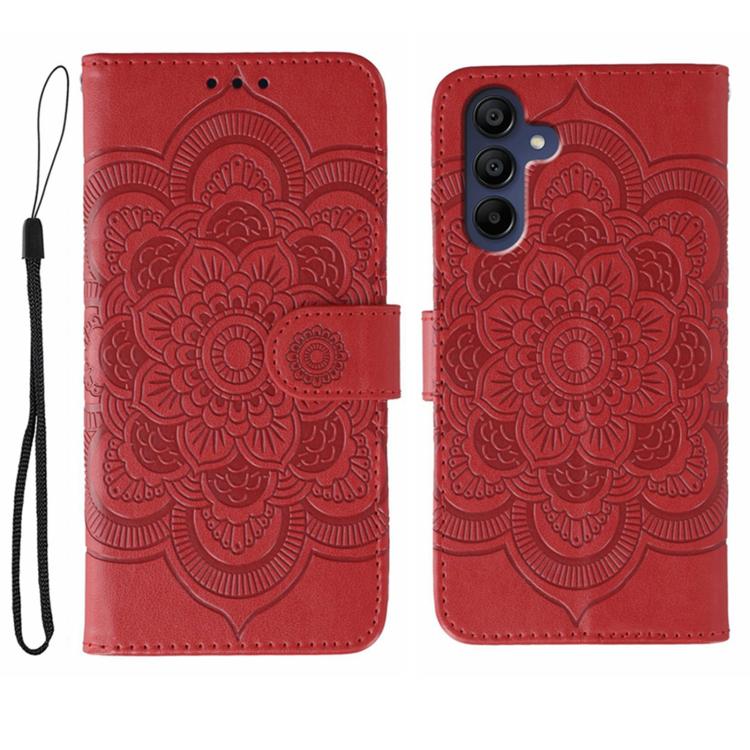 Custodia in pelle con motivo Sun Mandala per Samsung Galaxy A36
