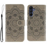Custodia in pelle con motivo Sun Mandala per Samsung Galaxy A36