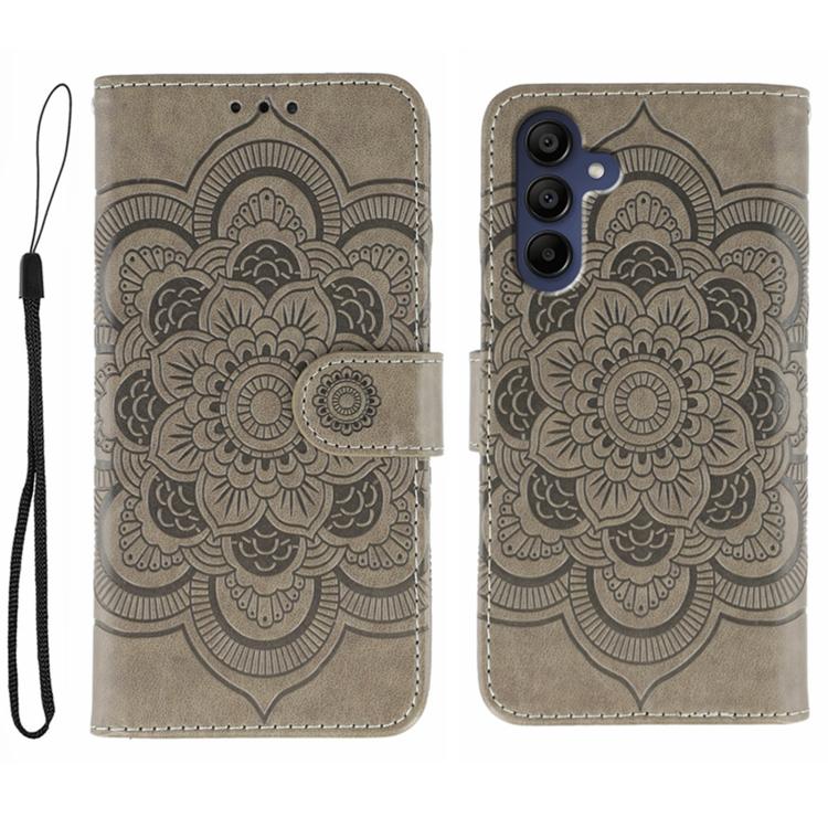 Custodia in pelle con motivo Sun Mandala per Samsung Galaxy A36