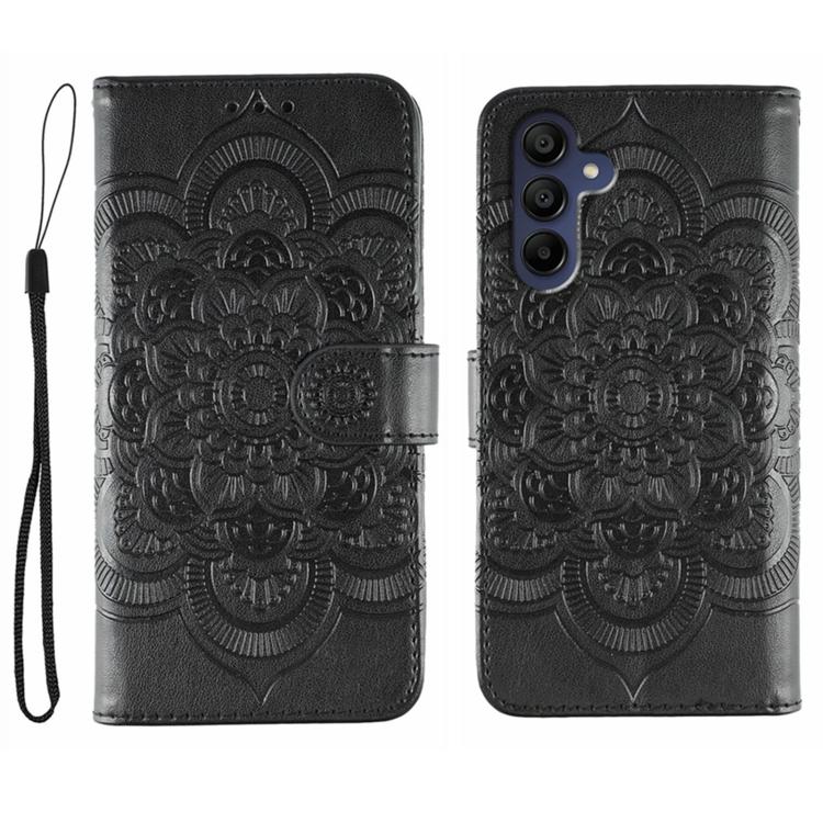 Custodia in pelle con motivo Sun Mandala per Samsung Galaxy A36