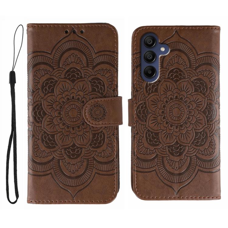 Custodia in pelle con motivo Sun Mandala per Samsung Galaxy A36