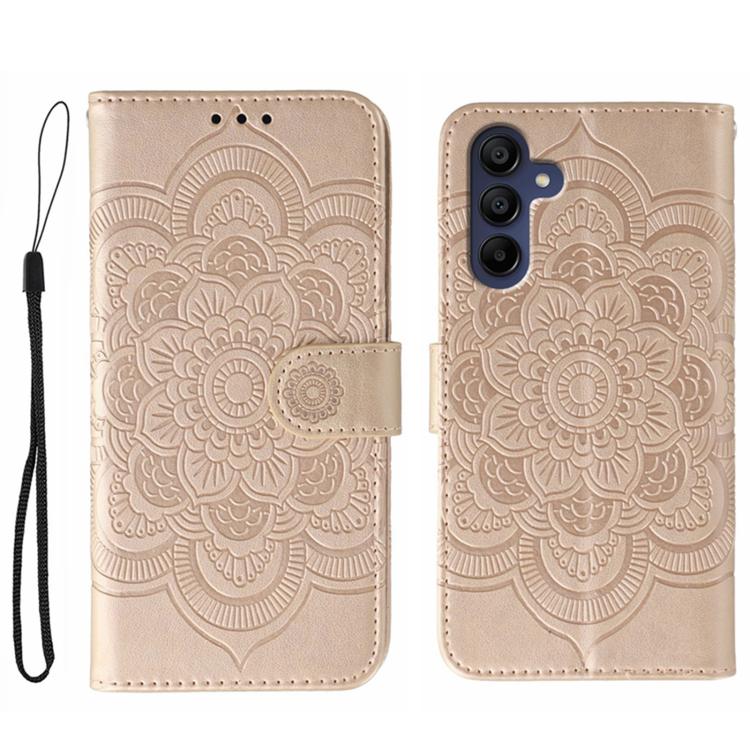 Custodia in pelle con motivo Sun Mandala per Samsung Galaxy A36