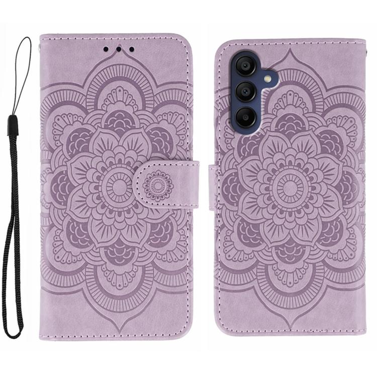 Custodia in pelle con motivo Sun Mandala per Samsung Galaxy A36