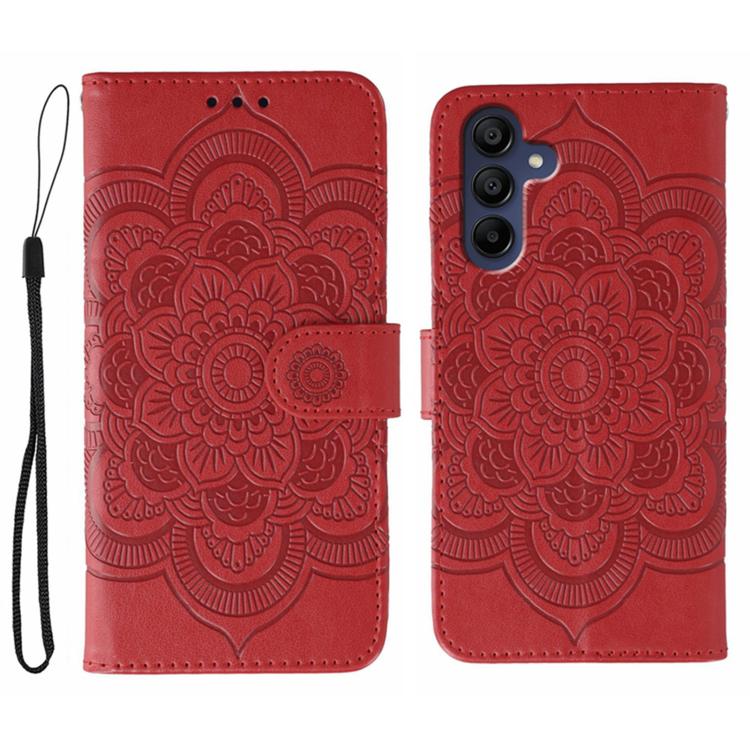 Custodia in pelle con motivo Sun Mandala per Samsung Galaxy A06 4G/5G, A07 5G