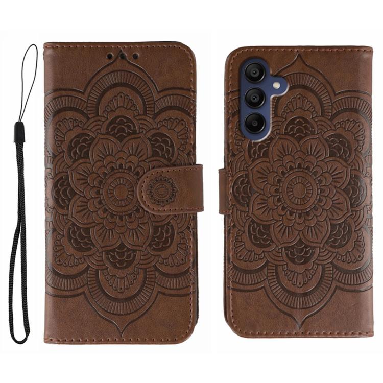 Custodia in pelle con motivo Sun Mandala per Samsung Galaxy A06 4G/5G, A07 5G
