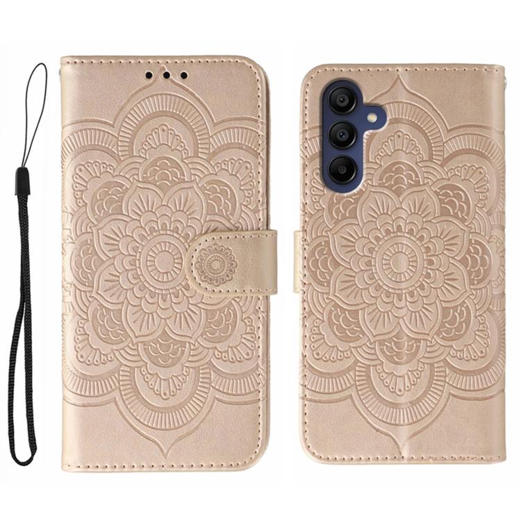 Custodia in pelle con motivo Sun Mandala per Samsung Galaxy A06 4G/5G, A07 5G