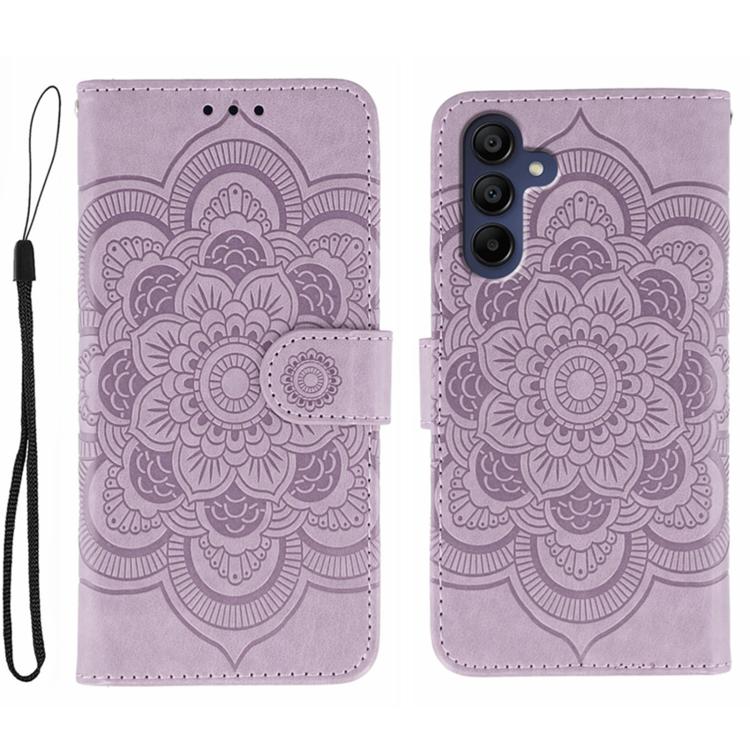 Custodia in pelle con motivo Sun Mandala per Samsung Galaxy A06 4G/5G, A07 5G