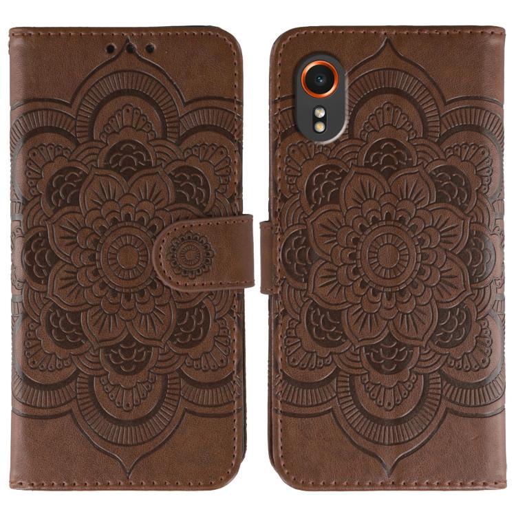 Custodia in pelle con motivo Sun Mandala per Samsung Galaxy A36