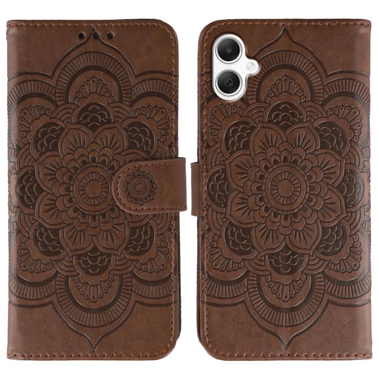 Custodia in pelle con motivo Sun Mandala per Samsung Galaxy A55 5G