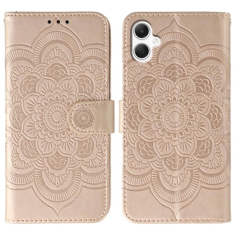 Custodia in pelle con motivo Sun Mandala per Samsung Galaxy A55 5G
