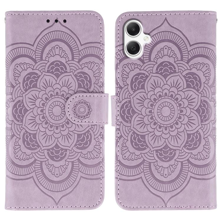 Custodia in pelle con motivo Sun Mandala per Samsung Galaxy A55 5G