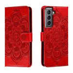 Custodia in pelle con motivo in rilievo Sun Mandala per Samsung Galaxy S25+