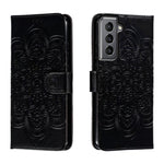 Custodia in pelle con motivo in rilievo Sun Mandala per Samsung Galaxy S25+