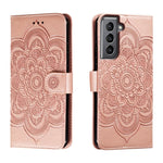 Custodia in pelle con motivo in rilievo Sun Mandala per Samsung Galaxy S25+