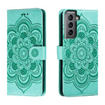 Custodia in pelle con motivo in rilievo Sun Mandala per Samsung Galaxy S25+