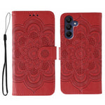 Custodia in pelle con motivo in rilievo Sun Mandala per Samsung Galaxy S25+