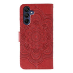 Custodia in pelle con motivo in rilievo Sun Mandala per Samsung Galaxy S25+