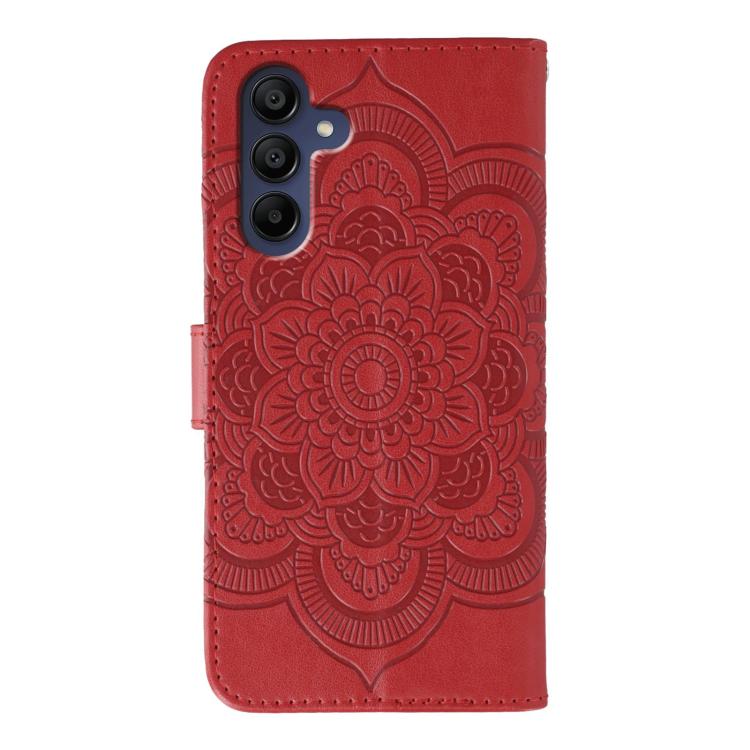 Custodia in pelle con motivo in rilievo Sun Mandala per Samsung Galaxy S25+