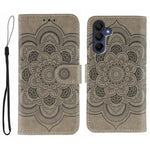Custodia in pelle con motivo in rilievo Sun Mandala per Samsung Galaxy S25+