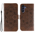 Custodia in pelle con motivo in rilievo Sun Mandala per Samsung Galaxy S25+