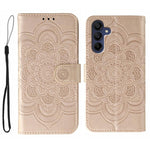 Custodia in pelle con motivo in rilievo Sun Mandala per Samsung Galaxy S25+