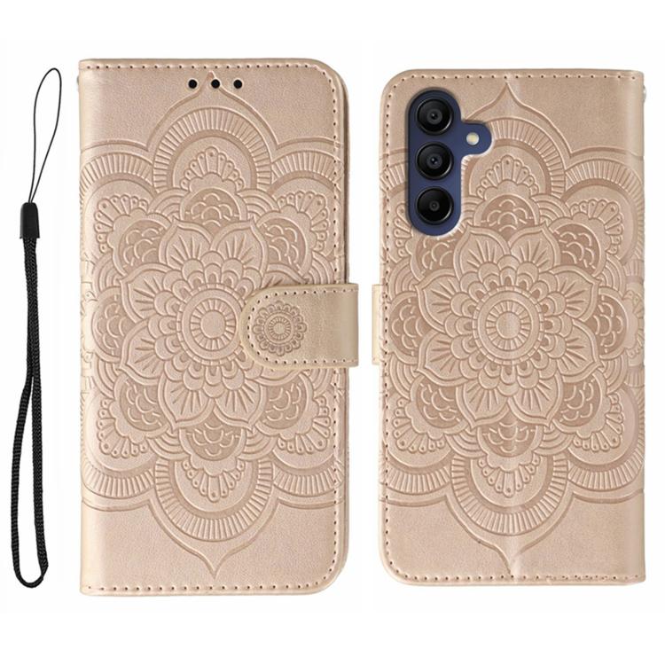 Custodia in pelle con motivo in rilievo Sun Mandala per Samsung Galaxy S25+