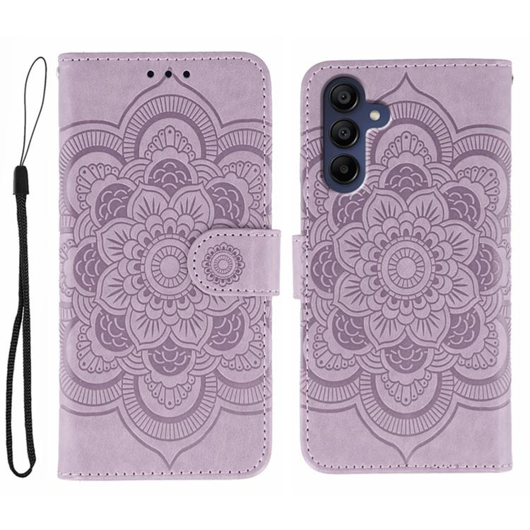Custodia in pelle con motivo in rilievo Sun Mandala per Samsung Galaxy S25+