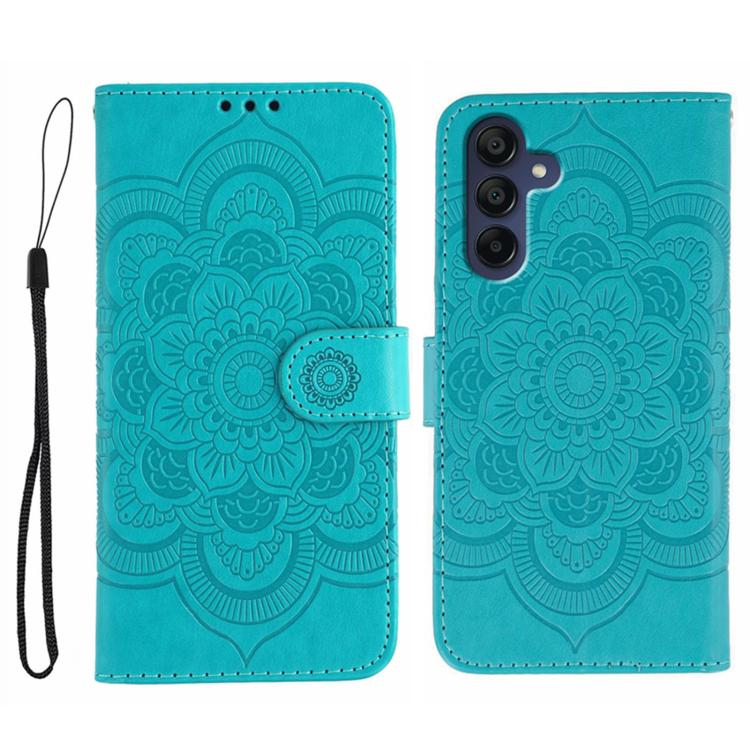 Custodia in pelle con motivo in rilievo Sun Mandala per Samsung Galaxy S25+